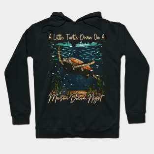 A Little Turtle Dovin on a Mason Dixon Night Turtle Swimming Hoodie